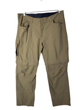 Eddie Bauer Mens Convertible Tech Pants size 40x32 Tan Outdoor Hiking Gorpcore